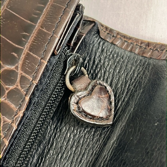 Vintage Brighton Wallet Croc Embossed Leather, Brown Envelope Style - Picture 4 of 15